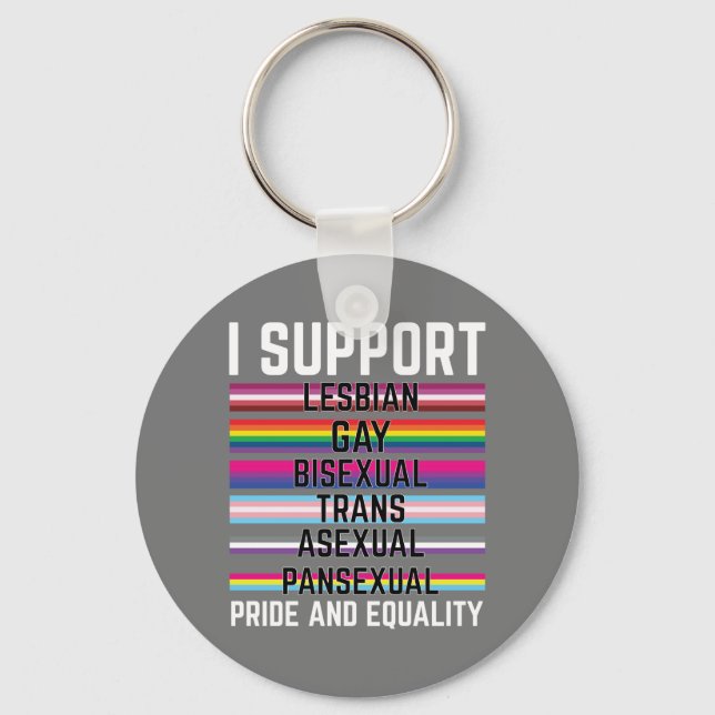 I Support Lesbian Gay Bisexual Trans Asexual Panse Key Ring (Front)