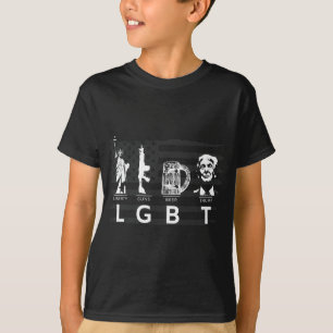 I Support LGBTQ Liberty Guns Beer Trump BBQ Funny  T-Shirt