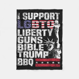 I Support Lgbtq Liberty Guns Bible Trump Bbq  Fleece Blanket