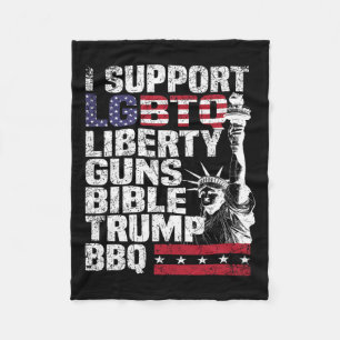 I Support Lgbtq Liberty Guns Bible Trump Bbq Fleece Blanket