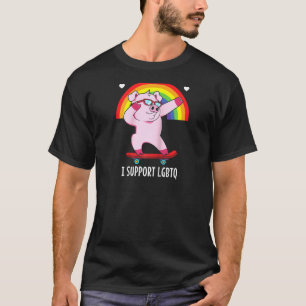 I Support Lgbtq Pig Lgbt Flag Raglan T-Shirt