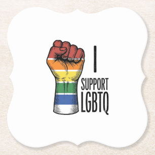 I Support LGBTQ Vintage Pride Fist Shirt Design_1 Paper Coaster