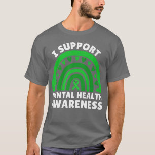 I Support Mental Health Awareness Green Ribbon Rai T-Shirt