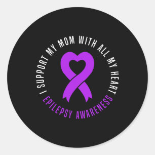 I support Mum with all my heart Epilepsy Warrior M Classic Round Sticker