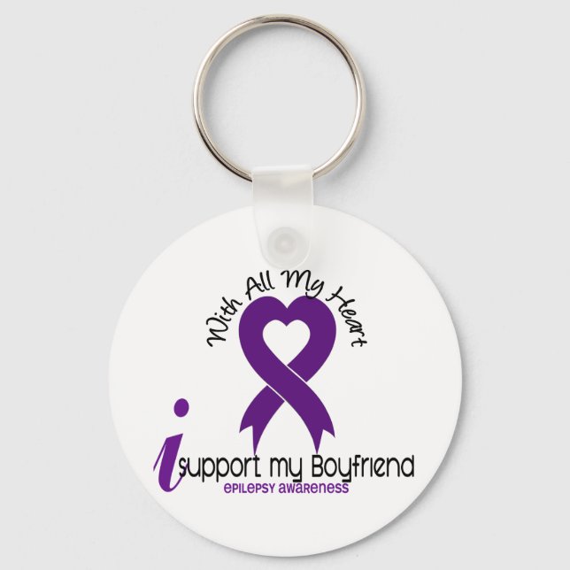 I Support My Boyfriend Epilepsy Key Ring (Front)