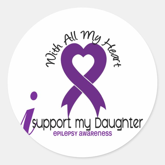 I Support My Daughter Epilepsy Classic Round Sticker (Front)