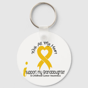 I Support My Granddaughter Childhood Cancer Key Ring