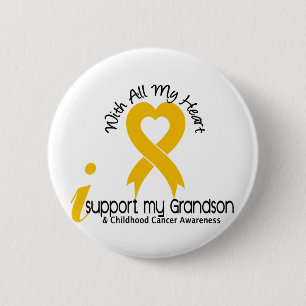 I Support My Grandson Childhood Cancer 6 Cm Round Badge