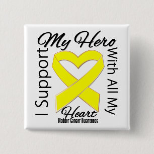 I Support My Hero - Bladder Cancer Awareness 15 Cm Square Badge