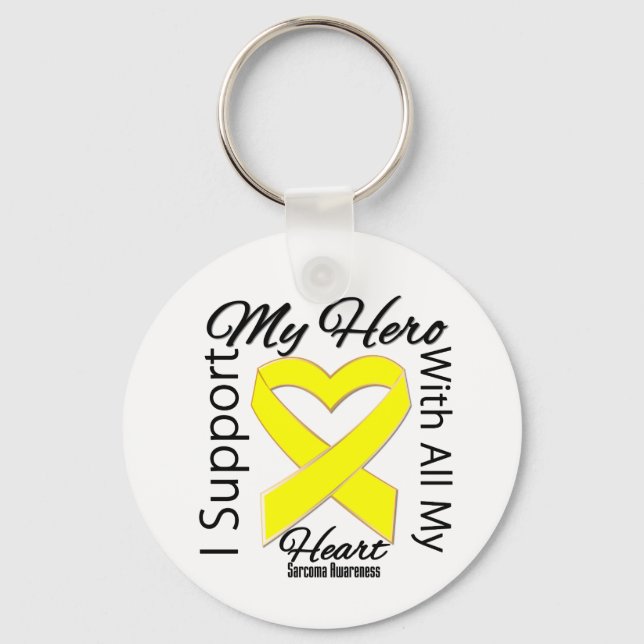 I Support My Hero - Sarcoma Awareness Key Ring (Front)