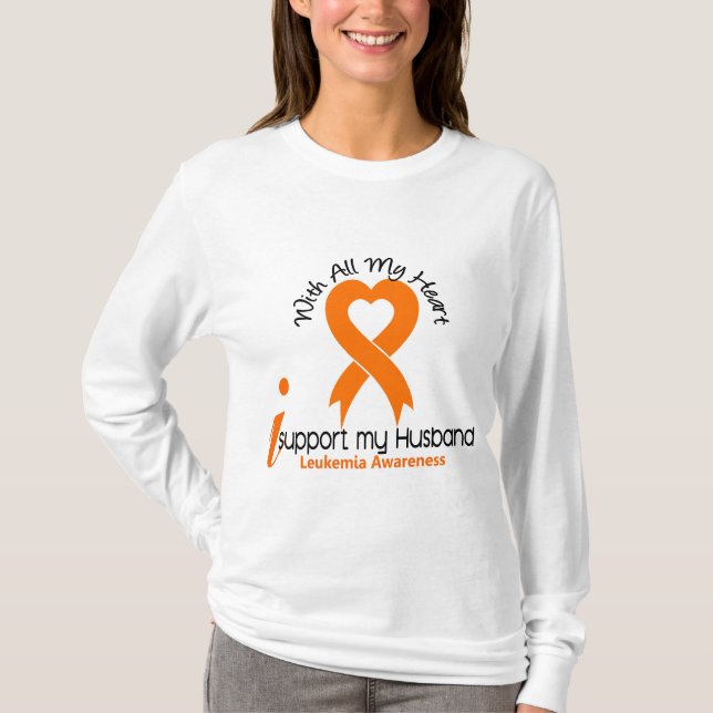 I Support My Husband Leukaemia T-Shirt (Front)