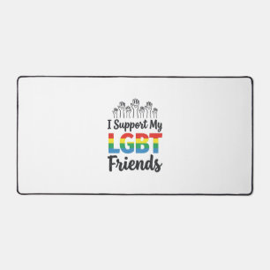 I Support My LGBT Friends Rainbow Pride Vector Des Desk Mat