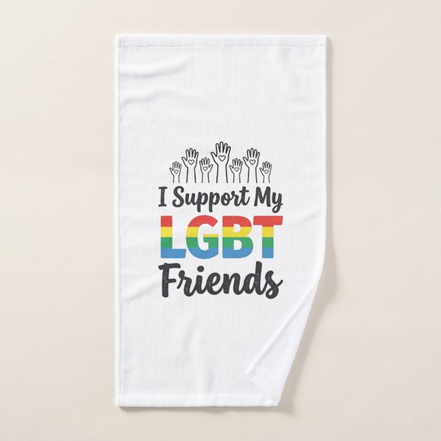 I Support My LGBT Friends Rainbow Pride Vector Des Hand Towel (Hand Towel)