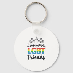I Support My LGBT Friends Rainbow Pride Vector Des Key Ring