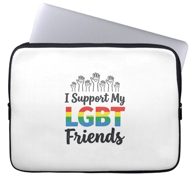 I Support My LGBT Friends Rainbow Pride Vector Des Laptop Sleeve (Front)
