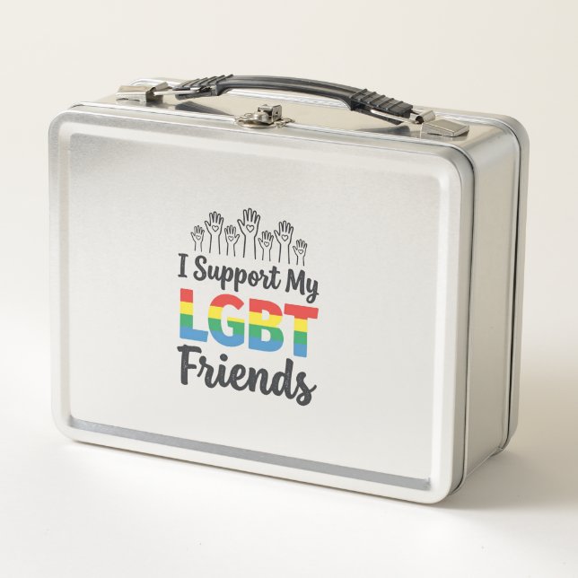 I Support My LGBT Friends Rainbow Pride Vector Des Metal Lunch Box (Front)