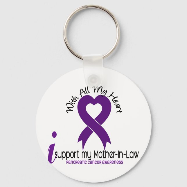 I Support My Mother-In-Law Pancreatic Cancer Key Ring (Front)