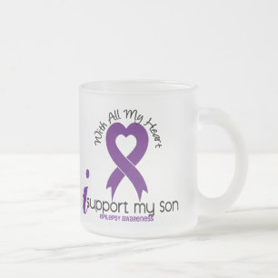 I Support My Son Epilepsy Frosted Glass Coffee Mug