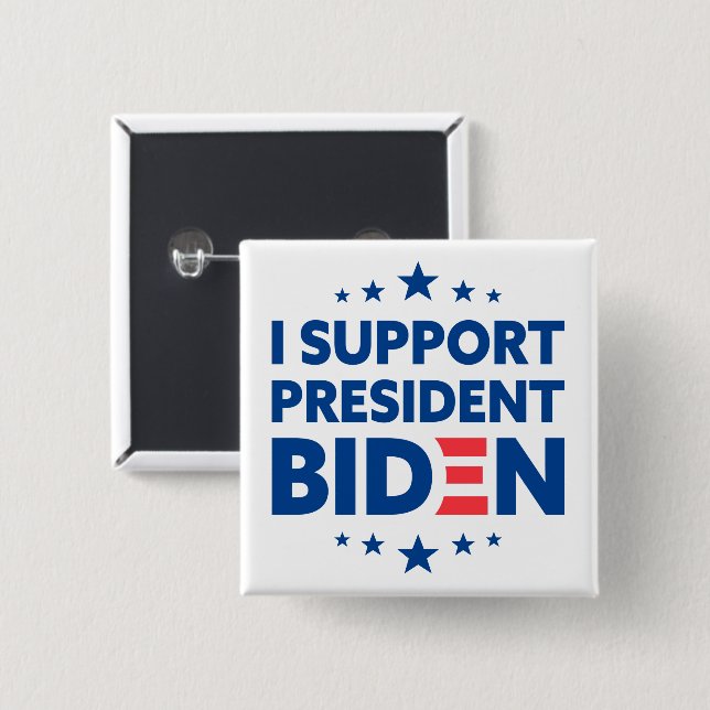 I Support President Biden Blue Stars White 15 Cm Square Badge (Front & Back)
