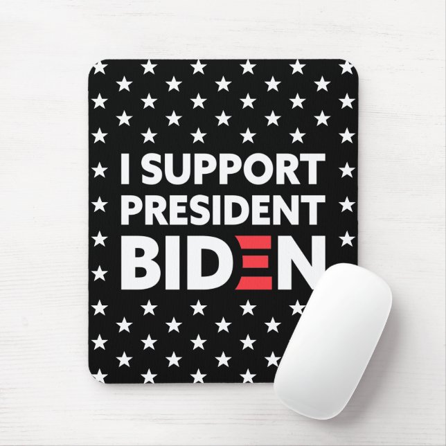 I Support President Biden Stars Pattern Black Mouse Mat (With Mouse)