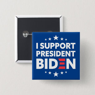I Support President Biden White Stars Blue 15 Cm Square Badge