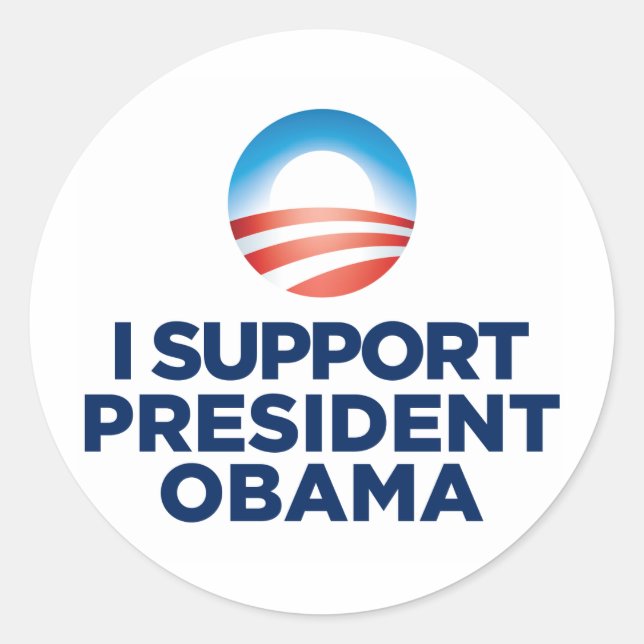 I Support President Obama Classic Round Sticker (Front)