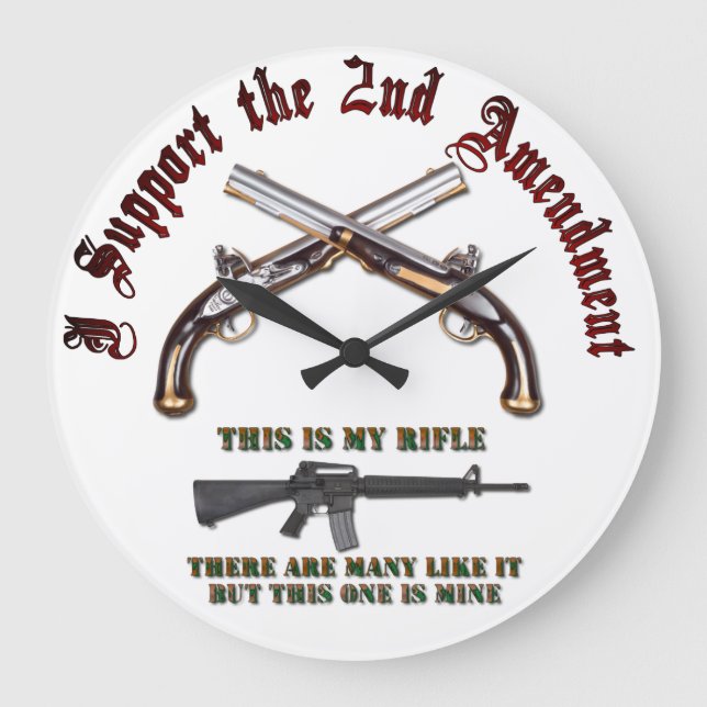 I Support the 2nd Amendment Large Clock (Front)