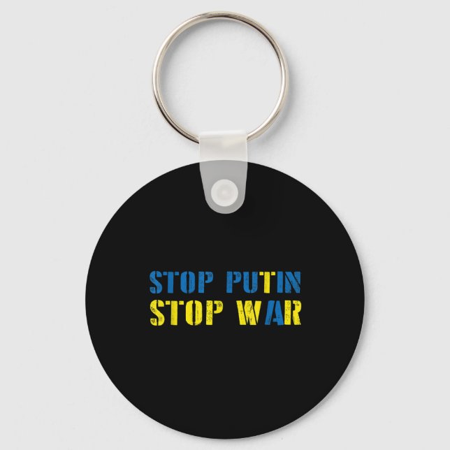 I Support Ukraine Stop Putin Stop War  Key Ring (Front)