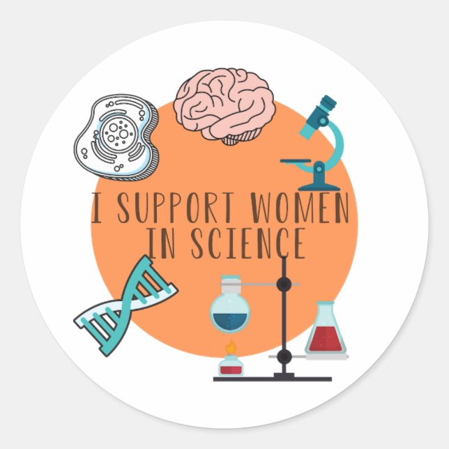 'I support women in science'  sticker - pack of 6 (Front)