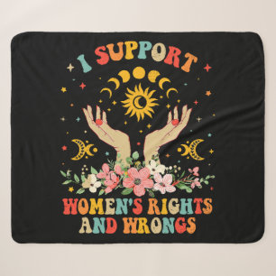 I support women's rights and wrongs vintage sherpa blanket
