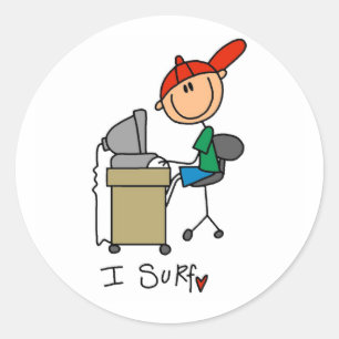 I Surf T-shirts and Gifts Classic Round Sticker
