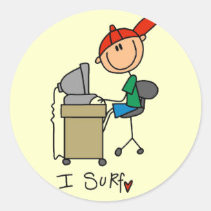 I Surf T-shirts and Gifts Classic Round Sticker
