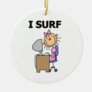 I Surf the Web Ceramic Tree Decoration