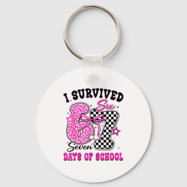 I Surivied 67 Days Of School Funny Meme Teacher St Key Ring (Front)