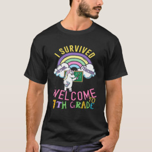 I Survive Virtual Teaching 7Th Grade Unicorn Back T-Shirt