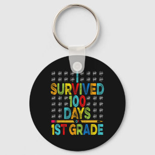 I Survived 100 Days Of 1st Grade 100th Day Of Scho Key Ring