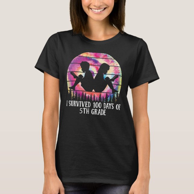 I SURVIVED 100 DAYS OF 5TH GRADE TEACHER SCHOOL T-Shirt (Front)