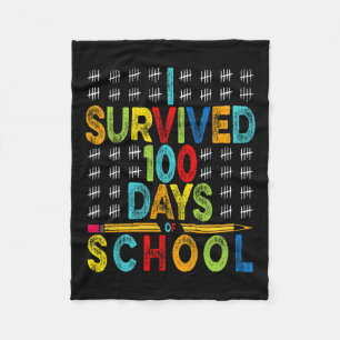 I Survived 100 Days Of School 100th Day Of School Fleece Blanket