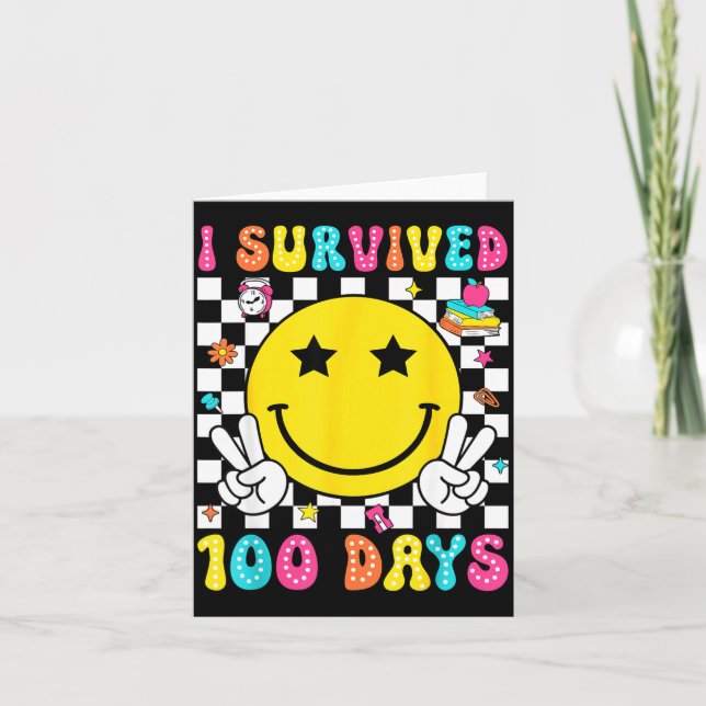 I Survived 100 Days Of School Boys Kids 100th Day  Card (Front)