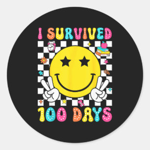 I Survived 100 Days Of School Boys Kids 100th Day  Classic Round Sticker