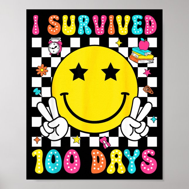 I Survived 100 Days Of School Boys Kids 100th Day  Poster (Front)