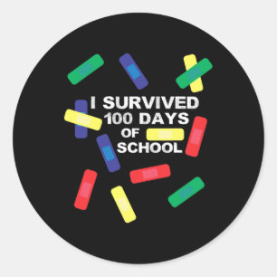 I Survived 100 Days Of School Byndage Classic Round Sticker