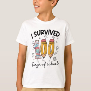 I SURVIVED 100 Days of school Cute 100 Days T-Shirt