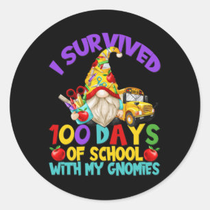 I Survived 100 Days Of School For Fun School Bus D Classic Round Sticker