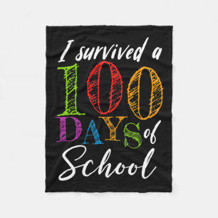 I Survived 100 Days Of School For Teacher And Stud Fleece Blanket