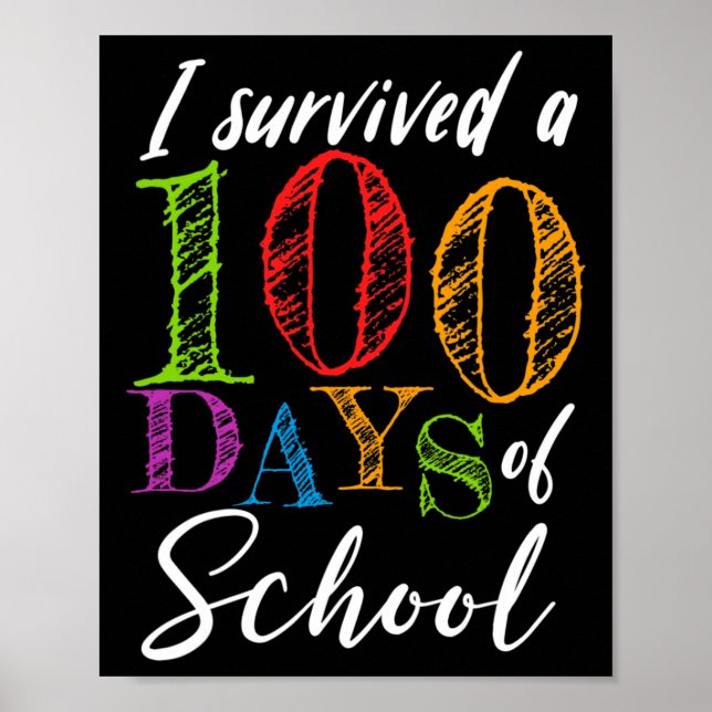 I Survived 100 Days Of School For Teacher And Stud Poster (Front)