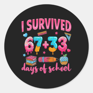 I Survived 100 Days Of School. I Survived 67 Days Classic Round Sticker