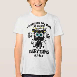 I Survived 100 Days Of School Its Fine Im Fine 100 Tri-Blend Shirt