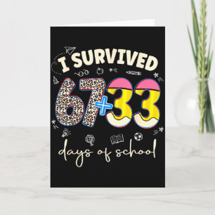 I Survived 100 Days Of School Leopard Funny Teache Card