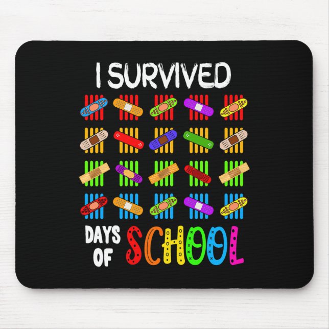 I Survived 100 Days Of School Teacher and Kids Gif Mouse Mat (Front)
